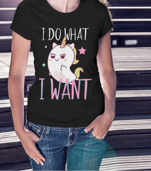 I Do What I Want Funny Unicorn With Stars And Rainbow Mane T-Shirt