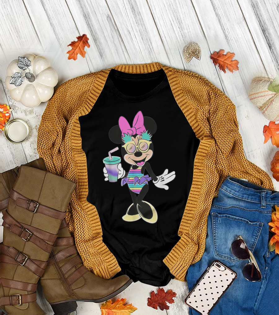 Disney Minnie Mouse Unicorn Stripes Vintage Summer Vibes T-Shirt