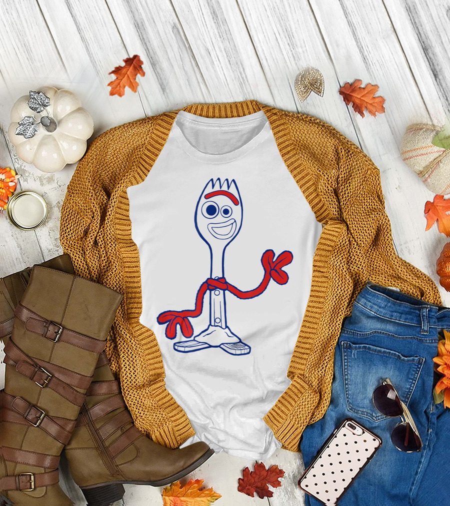 Disney Pixar Toy Story 4 Forky Waves Hi Neon Outline T-Shirt