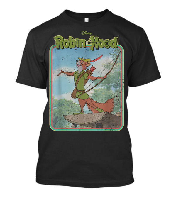 Disney Robin Hood Fox Character With Bow And Arrow Scene T-Shirt