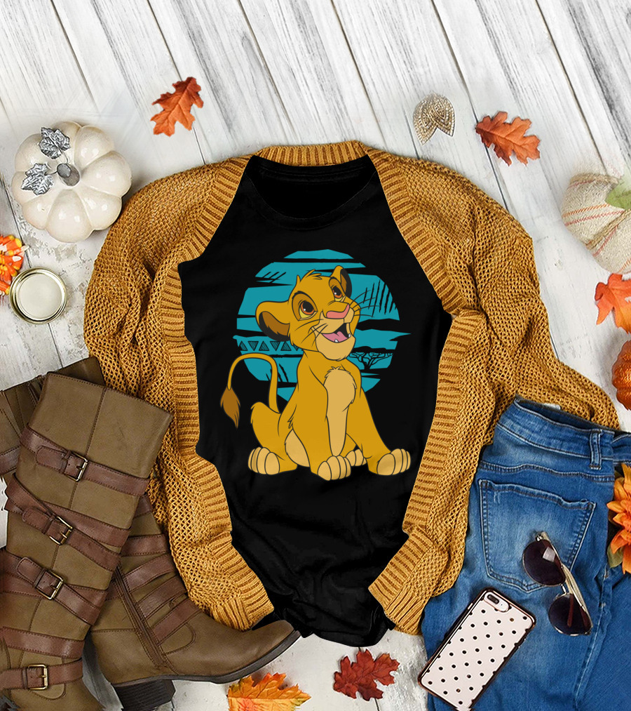 Disney The Lion King Young Simba African Savanna Scene T-Shirt