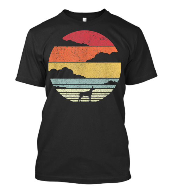 Great Dane Silhouette Retro Sunset T-Shirt
