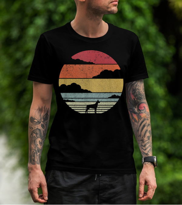 Great Dane Silhouette Retro Sunset T-Shirt
