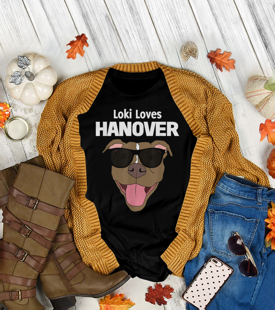 Loki Loves Hanover Dog with Sunglasses T-Shirt