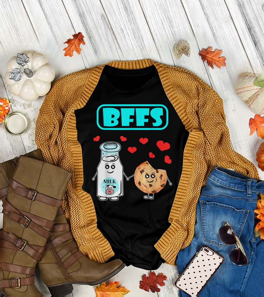BFFS Milk N Cookies Cute Kawaii Food Friends T-Shirt