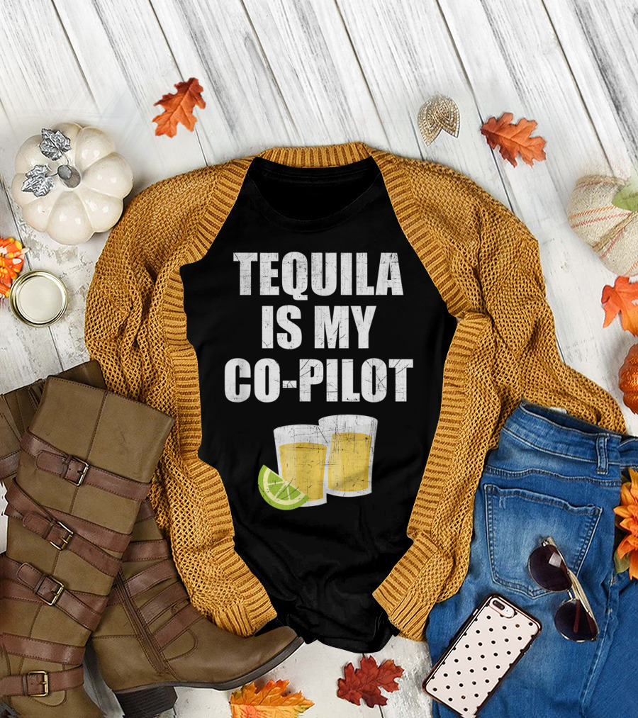 Tequila Is My Co-Pilot Tequila Shot Lime Duo T-Shirt