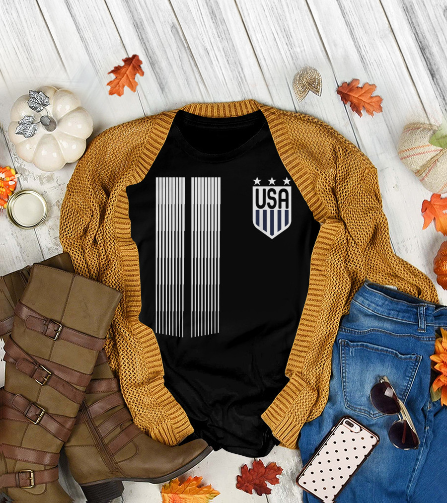 USA Soccer Stars Emblem with Vertical Stripes T-Shirt