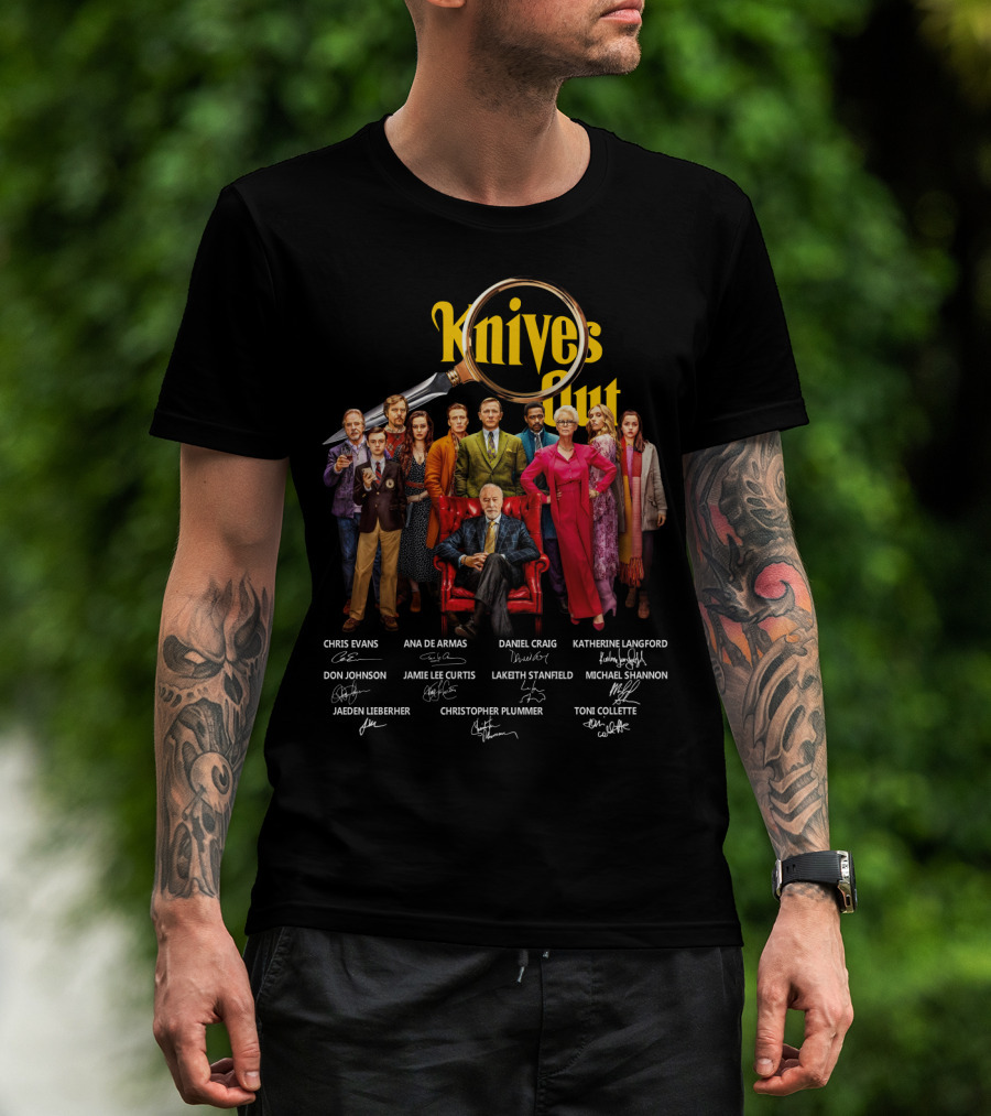 Knives Out Daniel Craig Chris Evans Ana De Armas Cast Signatures T-Shirt