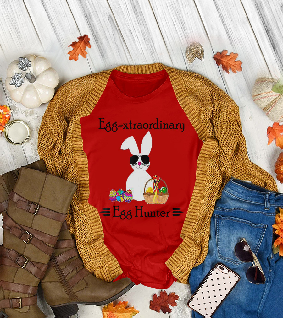 Egg-xtraordinary Egg Hunter Easter Boy Girl Cool Bunn T-Shirt