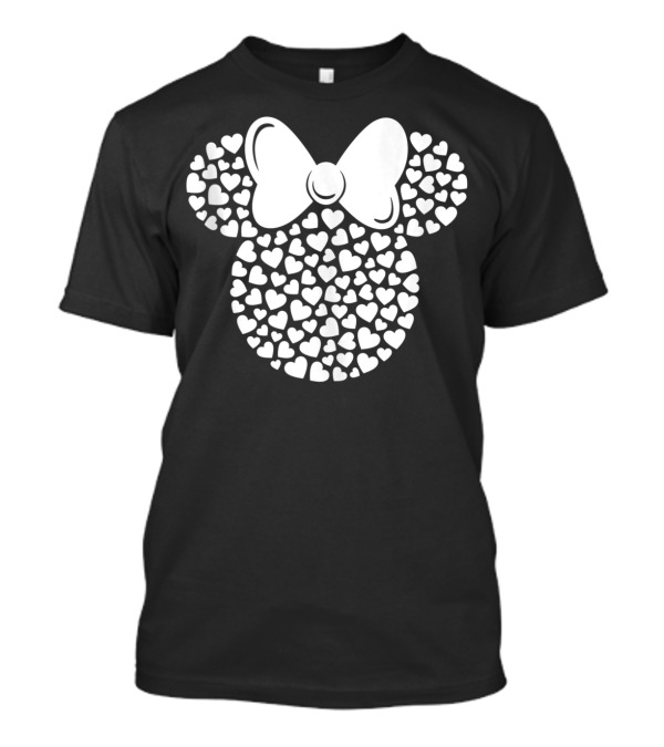 Disney Minnie Mouse Icon Filled With White Hearts And Bow T-Shirt