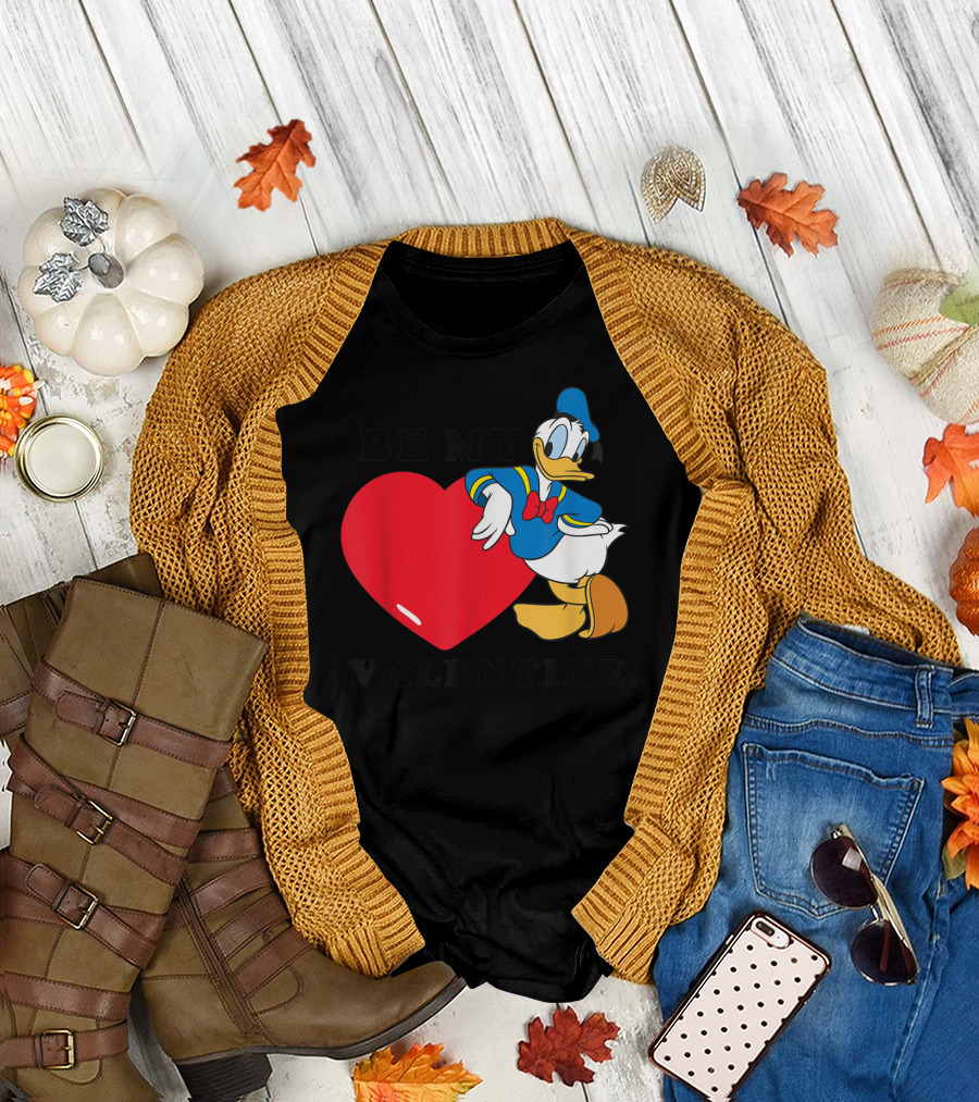 Be My Valentine Donald Duck Heart Disney T-Shirt
