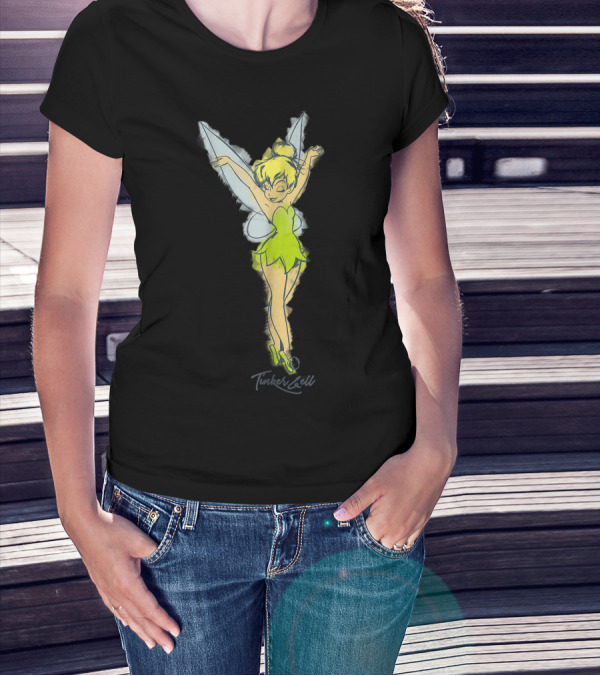 Disney Tinker Bell Watercolor Sketch Peter Pan T-Shirt