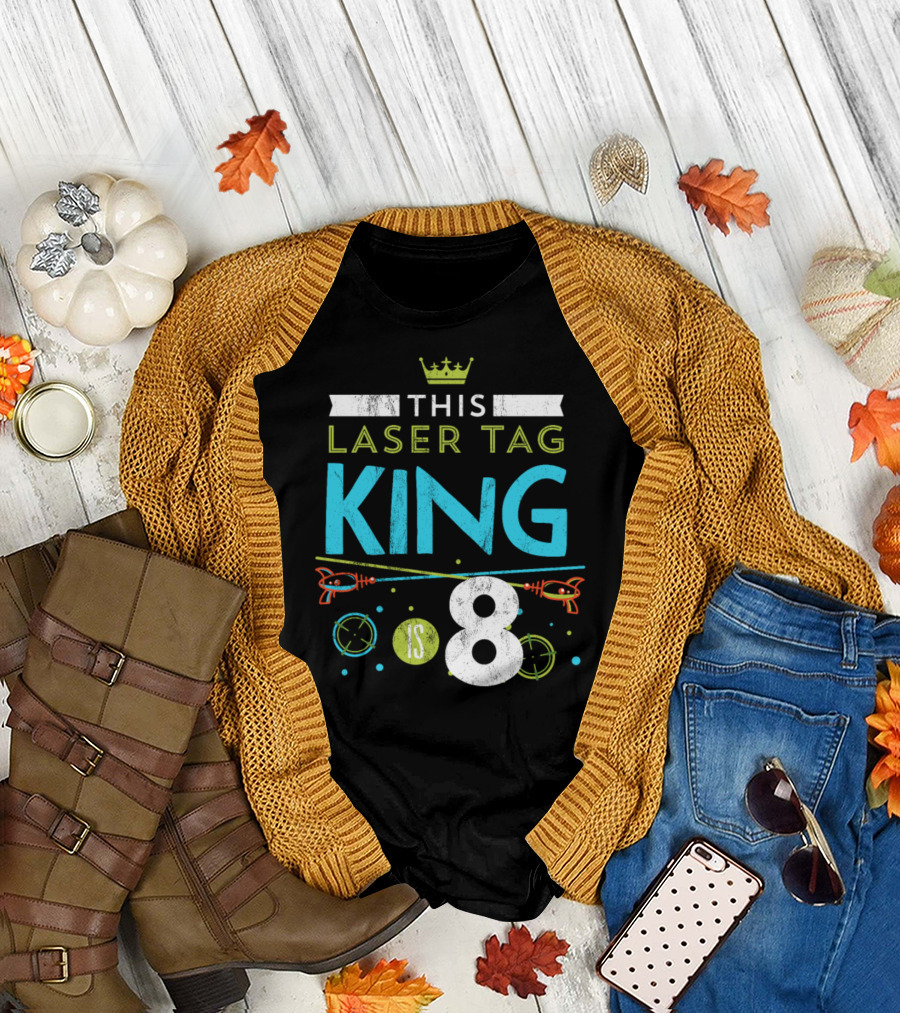 This Laser Tag King Is 8 Birthday Party T-Shirt