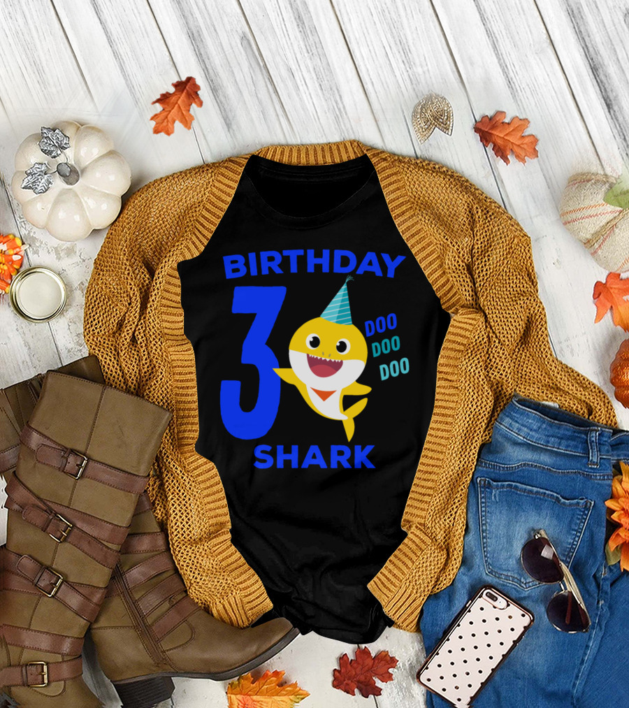 3rd Birthday Doo Doo Doo Baby Shark Song T-Shirt