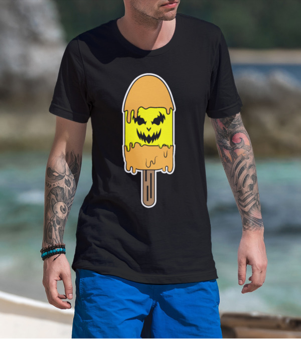 Bad Ice Mean Ice Cream Halloween Popsicle Face T-Shirt