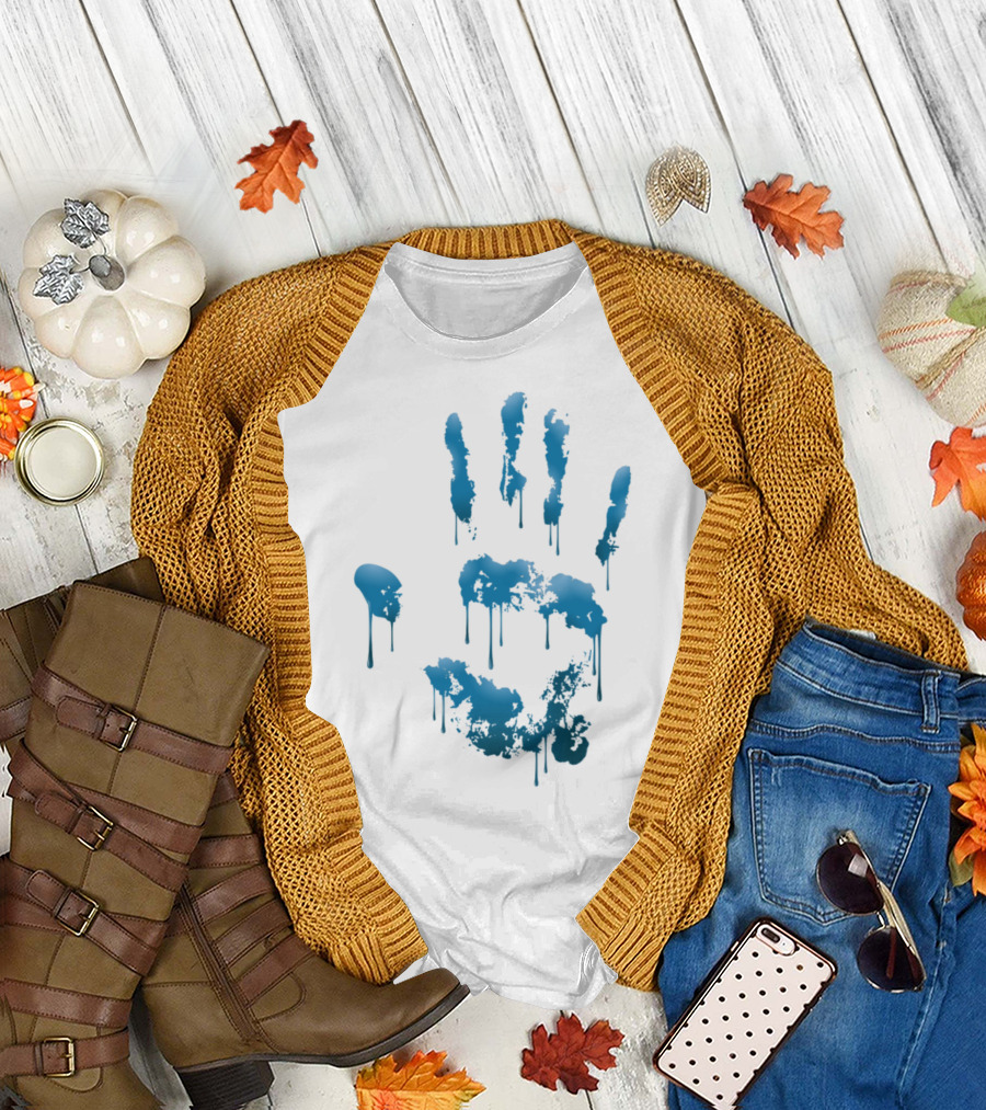 Dripping Blue Handprint T-Shirt