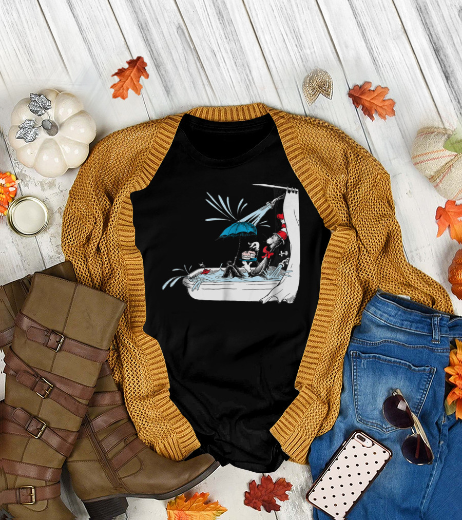 Cat in the Hat with Cake Relaxing in Bathtub T-Shirt