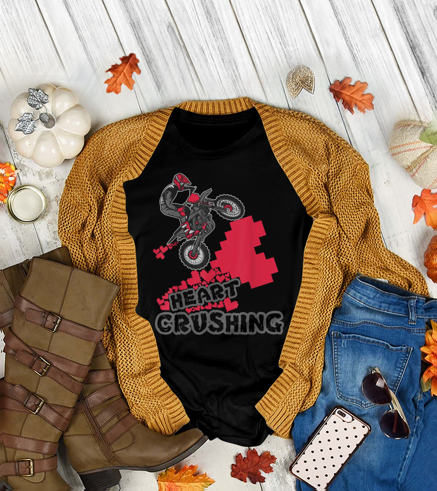 Heart Crushing Valentine's Day Pixel Dirt Bike Jumper T-Shirt