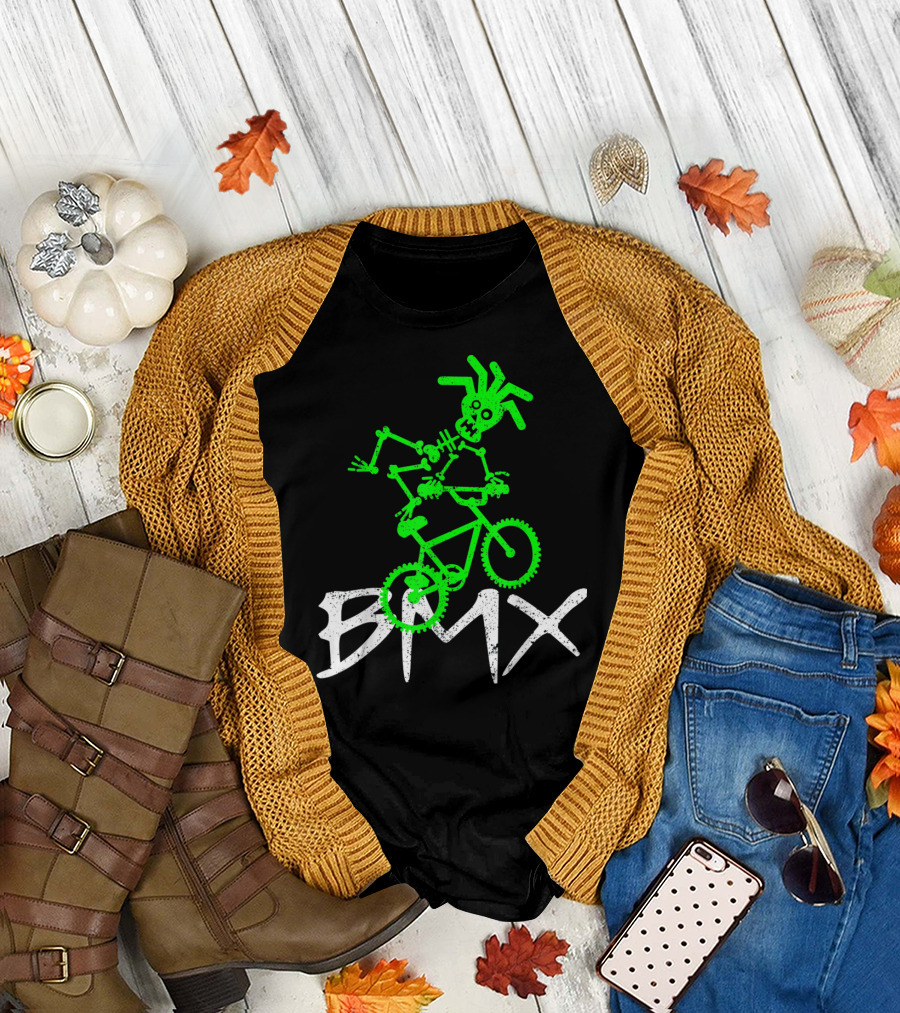 Skeleton Neon BMX Stunt T-Shirt