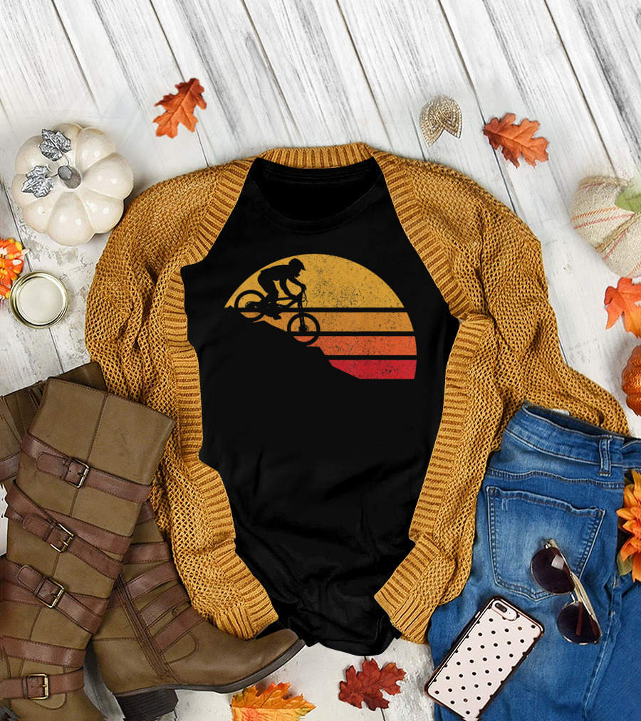 Mountain Bike Downhill Sunset Vintage MTB Biking T-Shirt