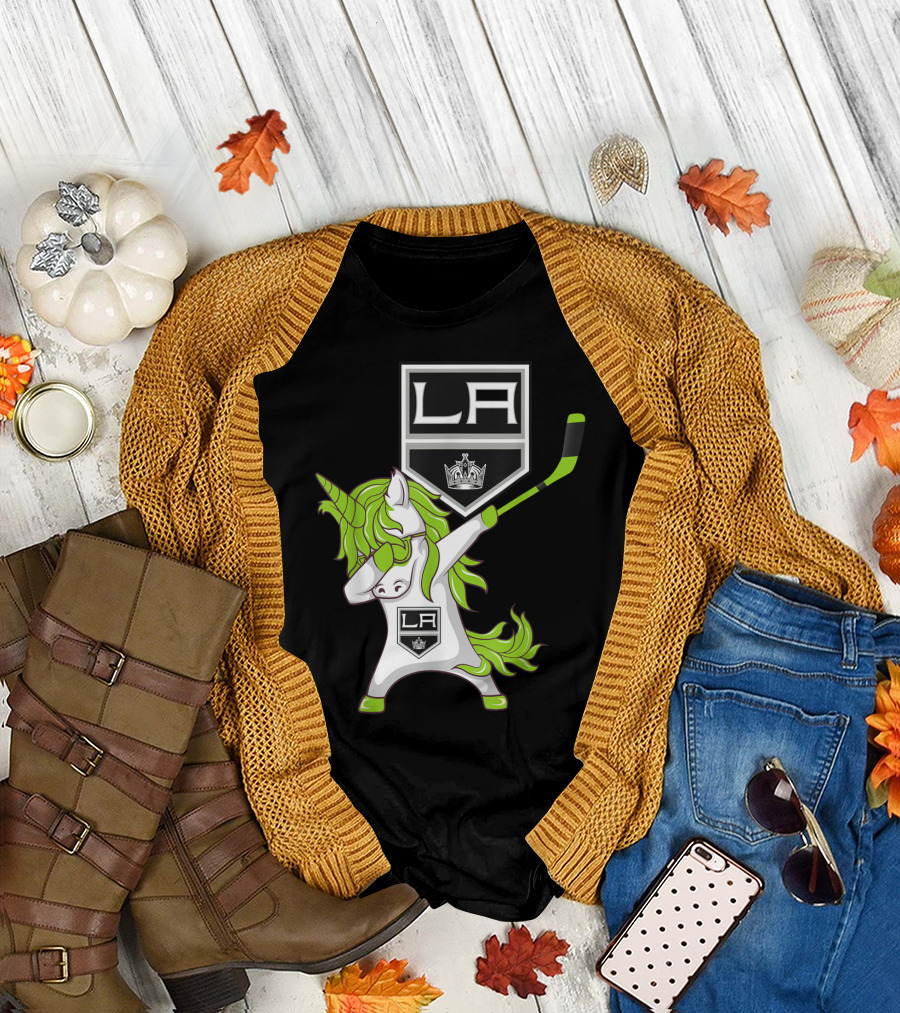 LA Kings St Patrick's Day Dabbing Unicorn Hockey T-Shirt