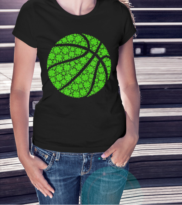 Basketball Ball Irish Shamrock Clover Luck T-Shirt