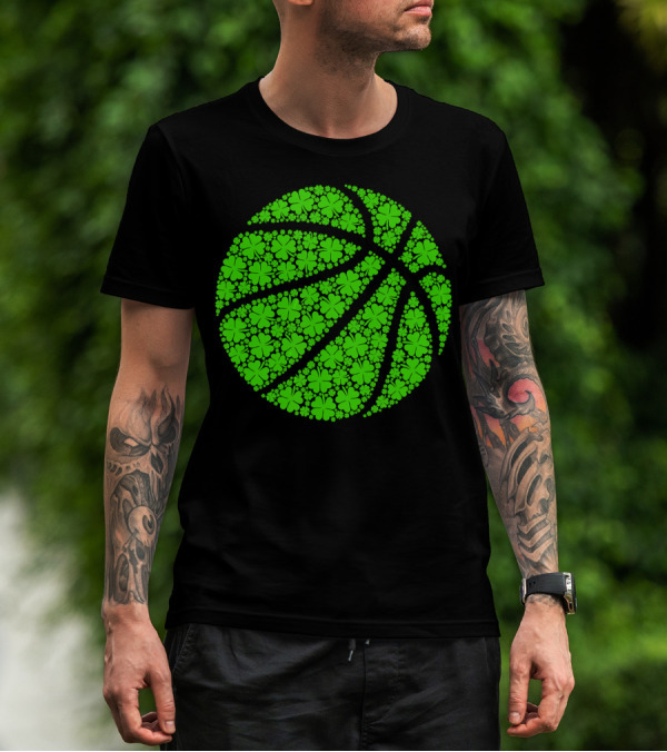 Basketball Ball Irish Shamrock Clover Luck T-Shirt