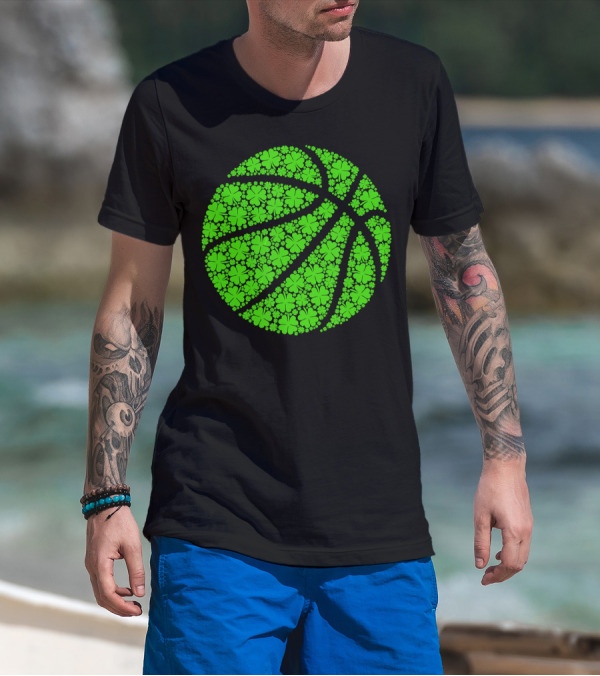 Basketball Ball Irish Shamrock Clover Luck T-Shirt