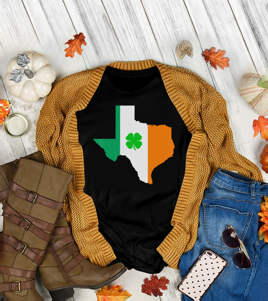 Texas State Irish Flag Clover St Patrick's Day T-Shirt