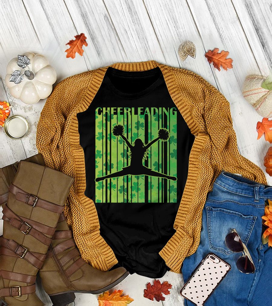 Cheerleading Shamrock St. Patrick's Lucky Jump T-Shirt