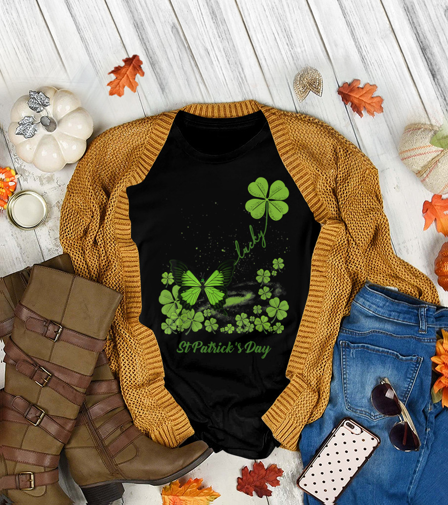 Lucky Butterfly Shamrock St Patrick's Day T-Shirt