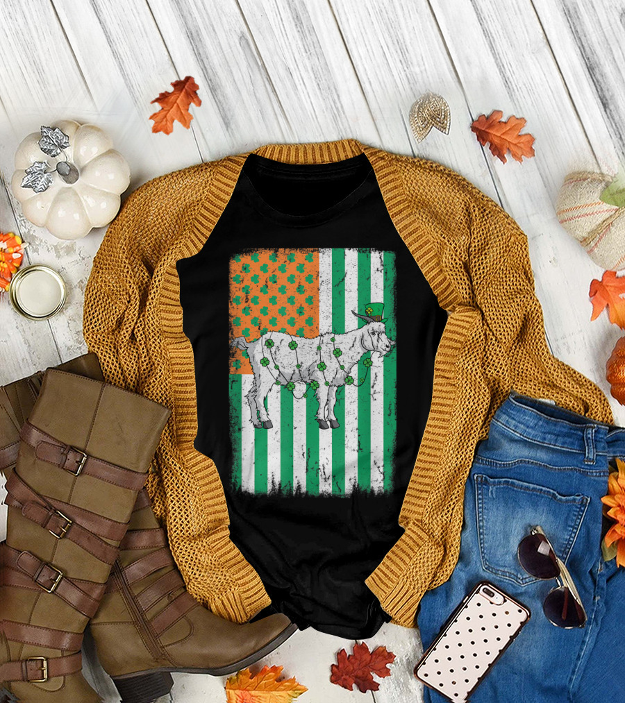 Irish Flag Goat with Leprechaun Hat and Shamrocks for St Patrick's USA T-Shirt