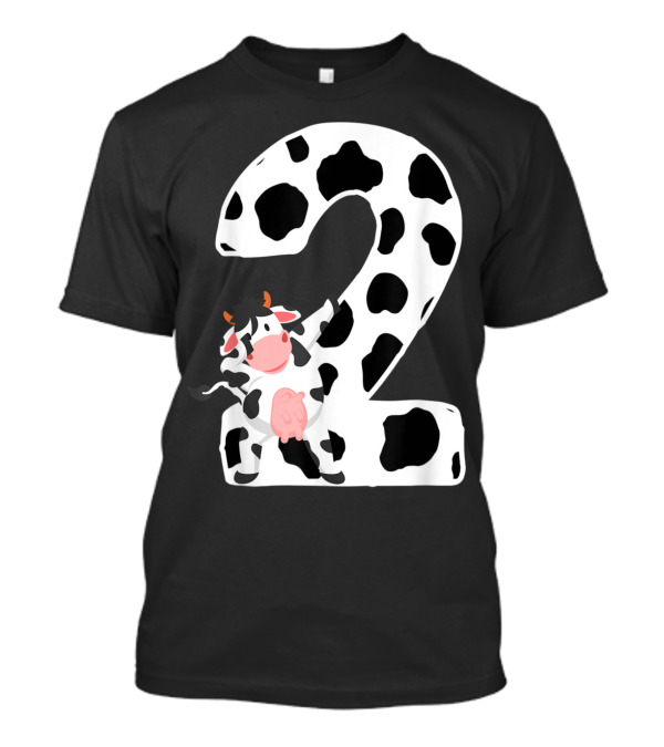 I'm Two Age 2 Dabbing Cow Farm Theme Birthday Animal Number T-Shirt