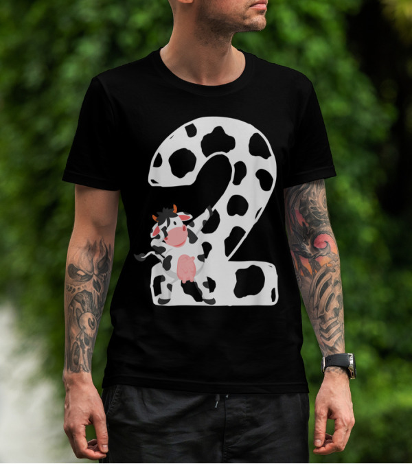 I'm Two Age 2 Dabbing Cow Farm Theme Birthday Animal Number T-Shirt