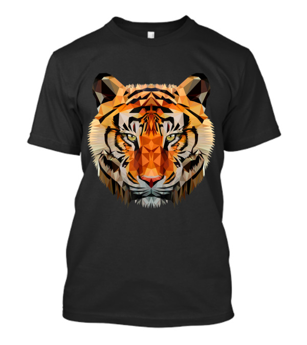 Low Poly Triangular Tiger Head Art Deco Geometric T-Shirt