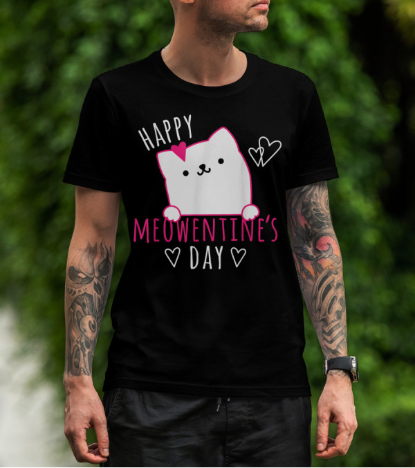 Happy Meowentine's Day Cute Cat Valentines Day For Girls Kitty T-Shirt