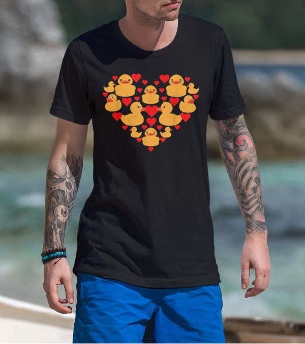 Funny Quack Duckie Rubber Duck Love Heart T-Shirt