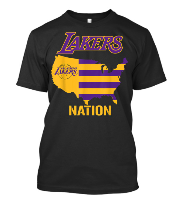 Los Angeles Lakers Nation USA Map Basketball Team T-Shirt
