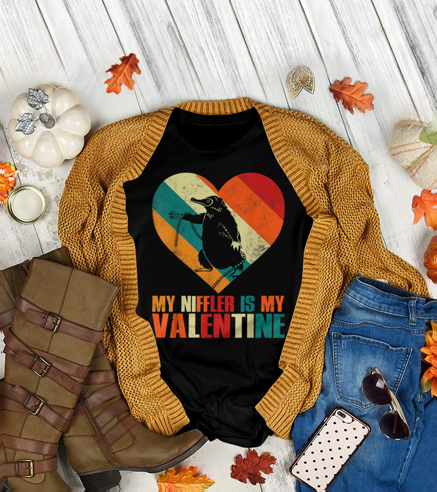 My Niffler Is My Valentine Vintage Heart T-Shirt