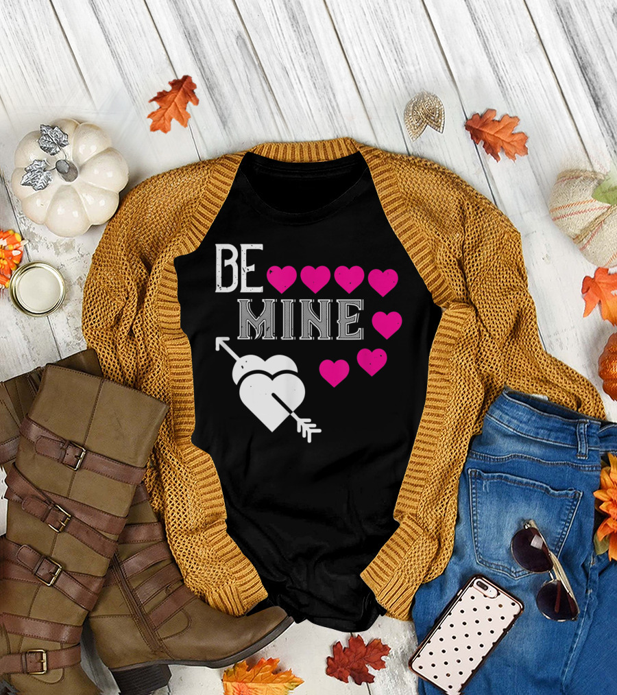 Be Mine Valentines Day Arrow Heart Pink Hearts T-Shirt