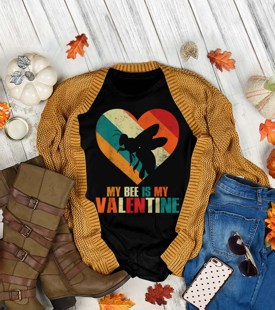 My Bee Is My Valentine Vintage Heart T-Shirt