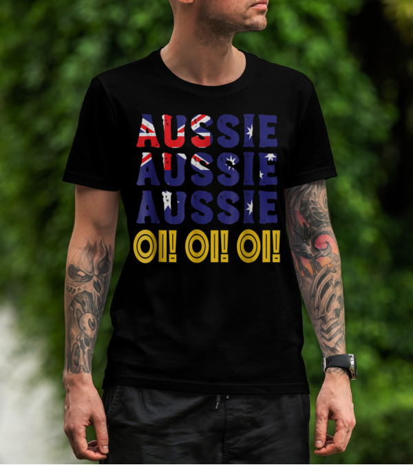 Aussie Aussie Aussie Oi Oi Australia Flag Colors And Stars T-Shirt