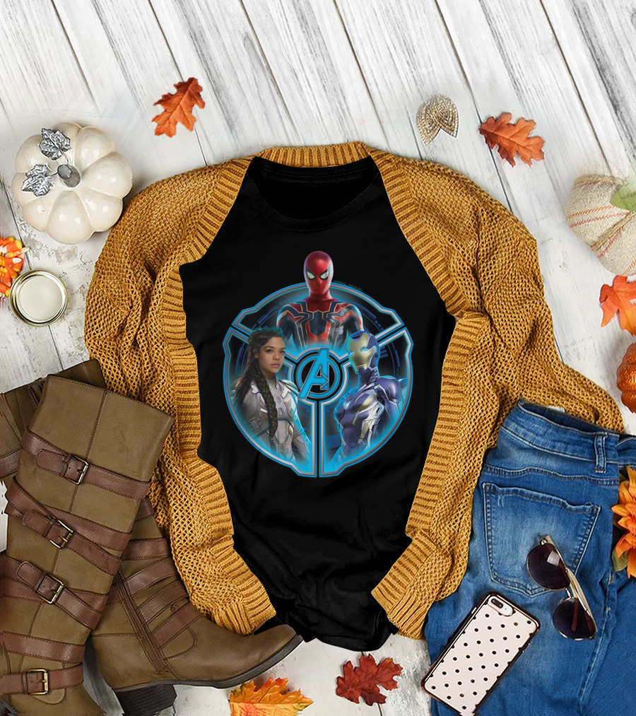Avengers Endgame Spider-Man Valkyrie Rescue Tech Circle T-Shirt