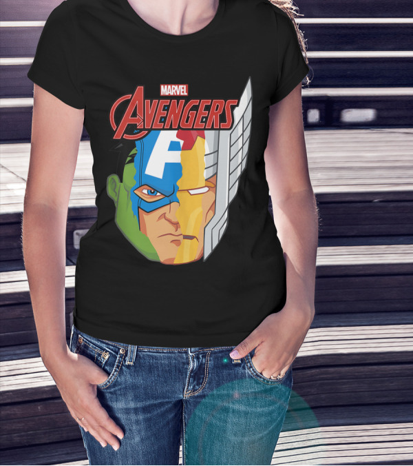 Marvel Avengers Face Avengers Character Mashup T-Shirt
