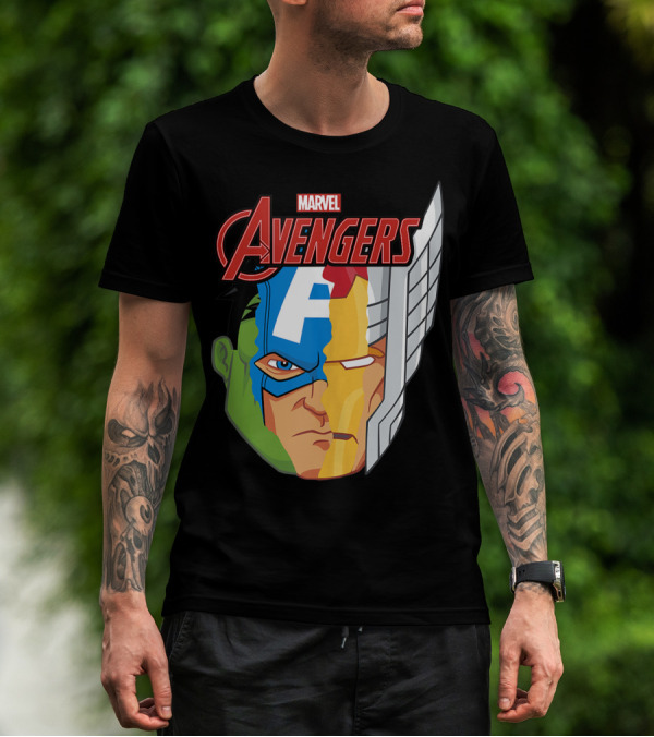 Marvel Avengers Face Avengers Character Mashup T-Shirt
