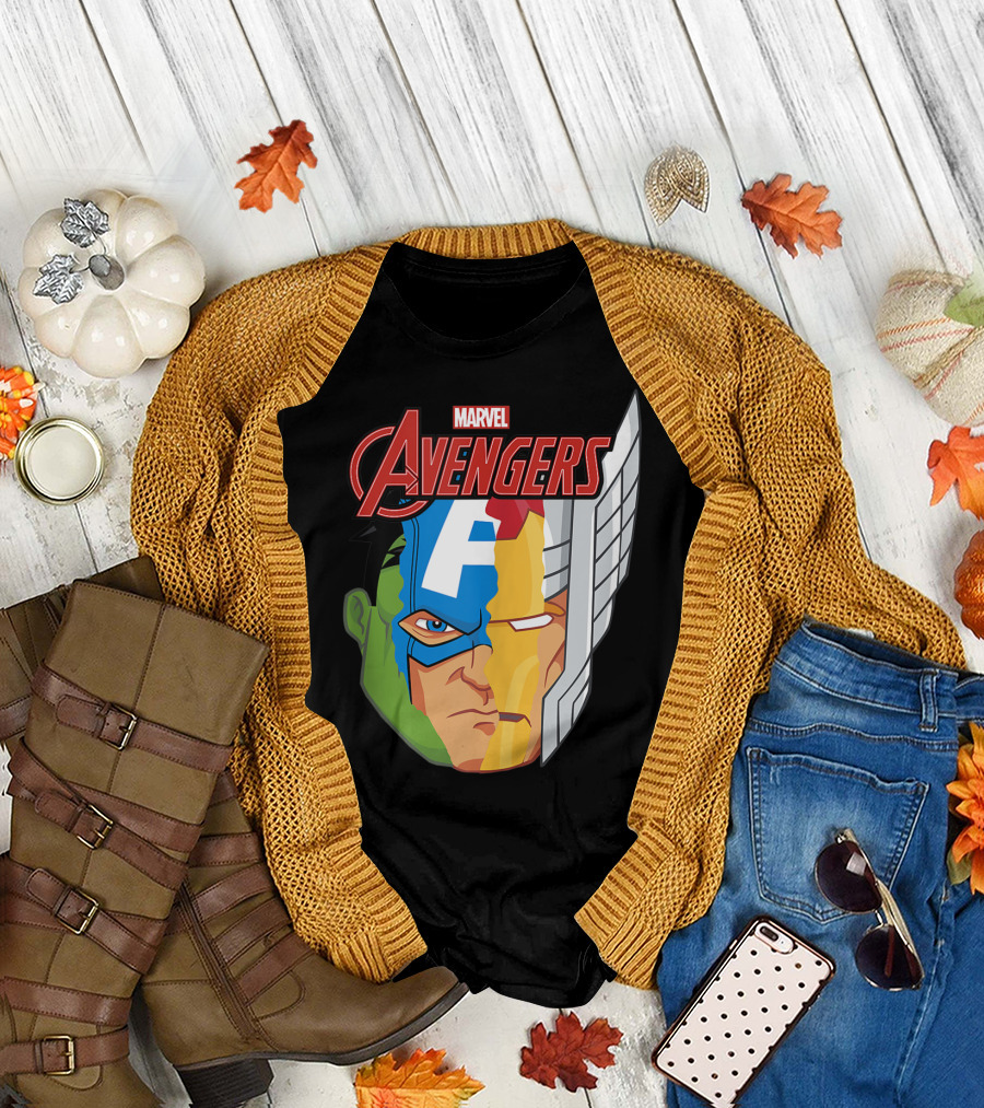 Marvel Avengers Face Avengers Character Mashup T-Shirt