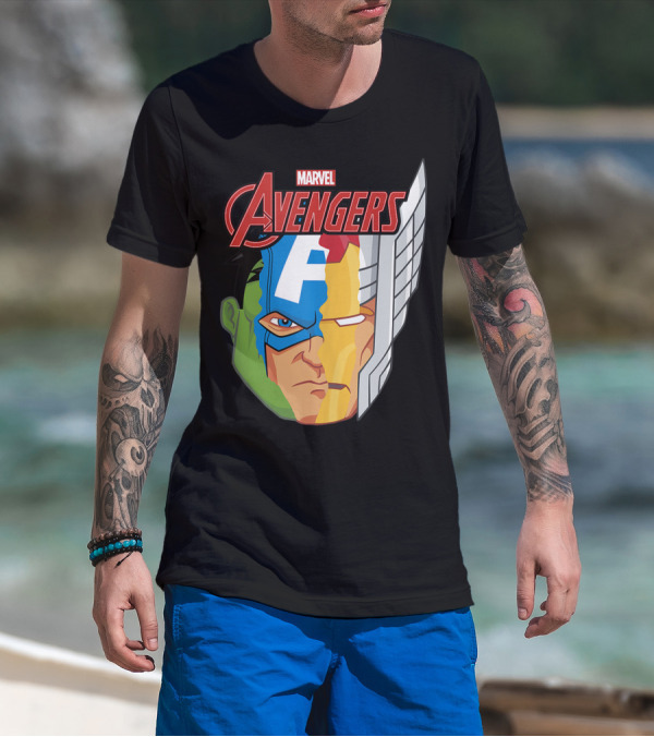 Marvel Avengers Face Avengers Character Mashup T-Shirt