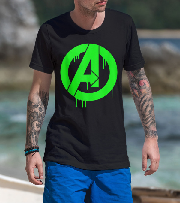 Marvel Avengers Dripping Neon Green T-Shirt