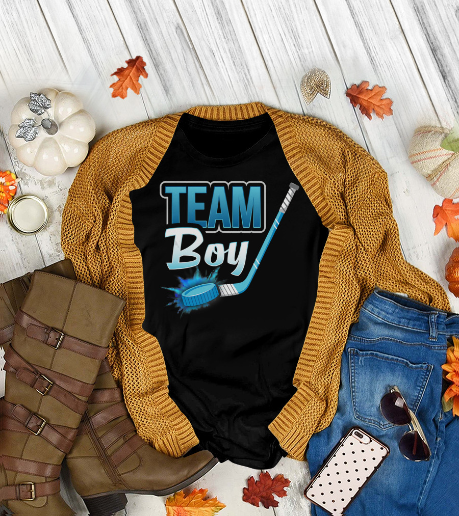 Team Boy Gender Reveal Hockey Baby Shower Party T-Shirt