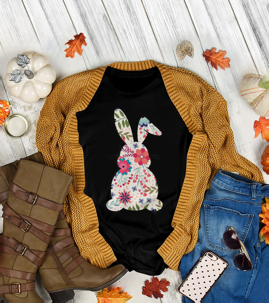 Easter Spring Flowers Bunny T-Shirt
